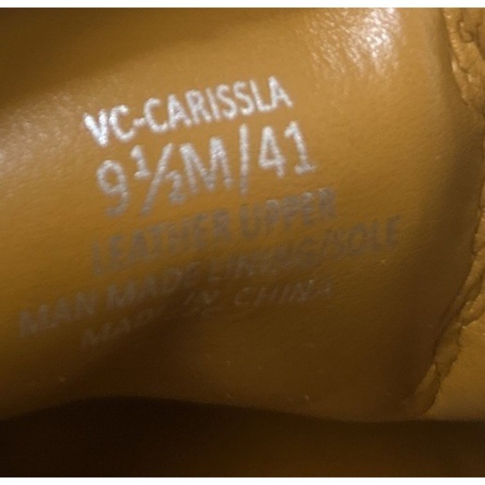 Vince Camuto Carissla Suede Penny Loafer Block Heel Pump Golden Rod 9.5 M NIB - Picture 9 of 11